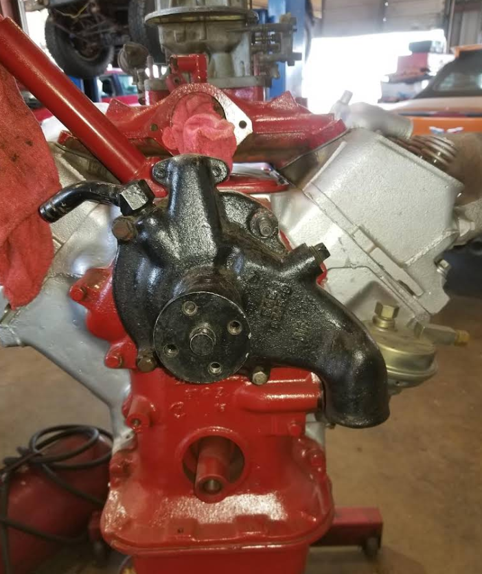 Water pump and accessory rebuild close-up